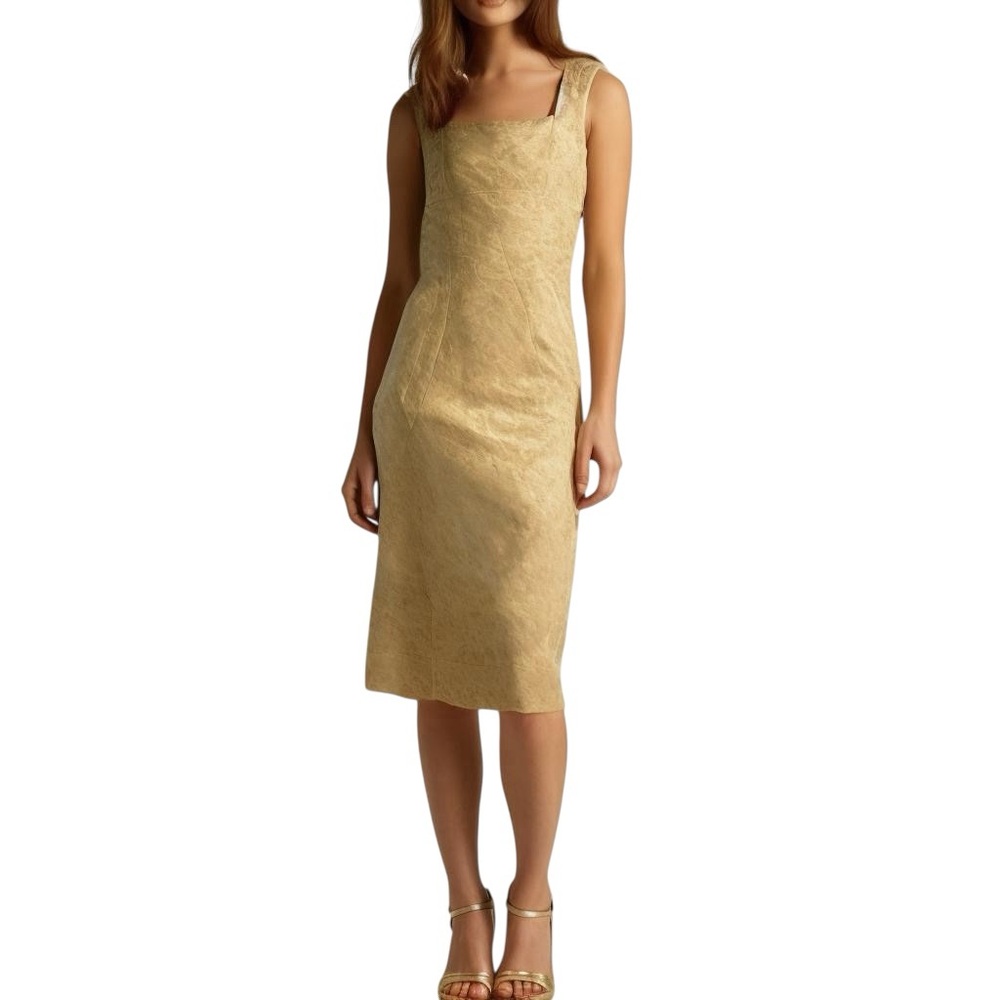 Vintage Gold Midi Dress